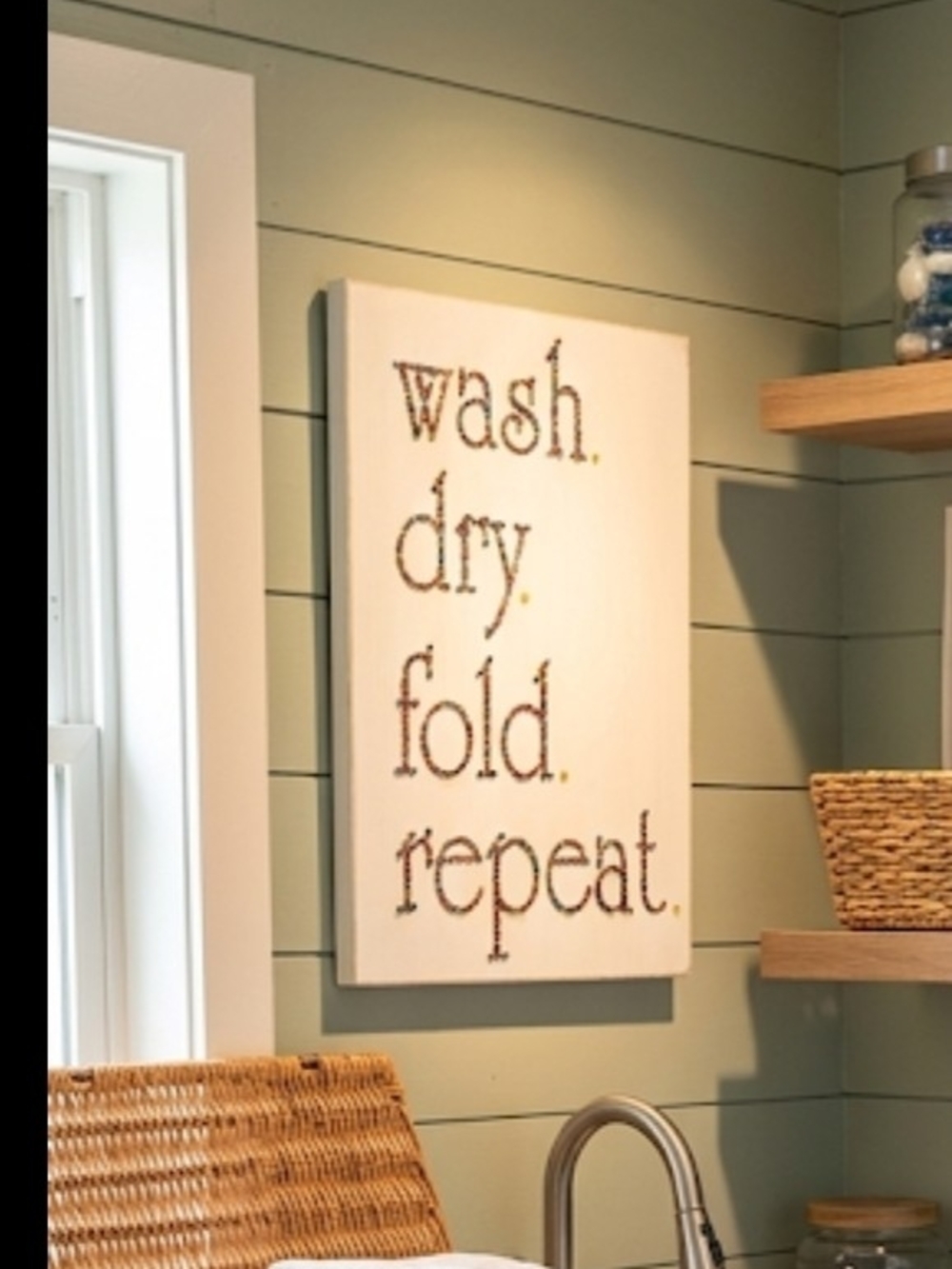 Laundry Wall Sign - White with Multicolor Text